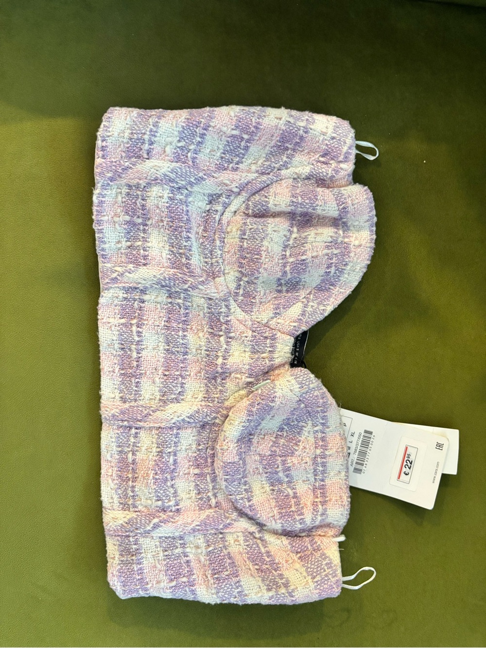 ZARA ***Pastel Tweed Strapless Bandeau Top - Lavender & Cream aww